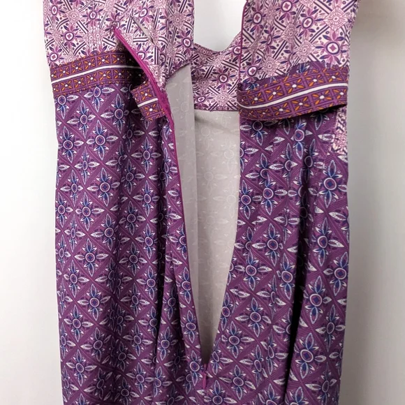 Athleta Pack Everywhere Halter Dress Athleisure Mixed Print Purple size 12 Tall - Picture 10 of 16